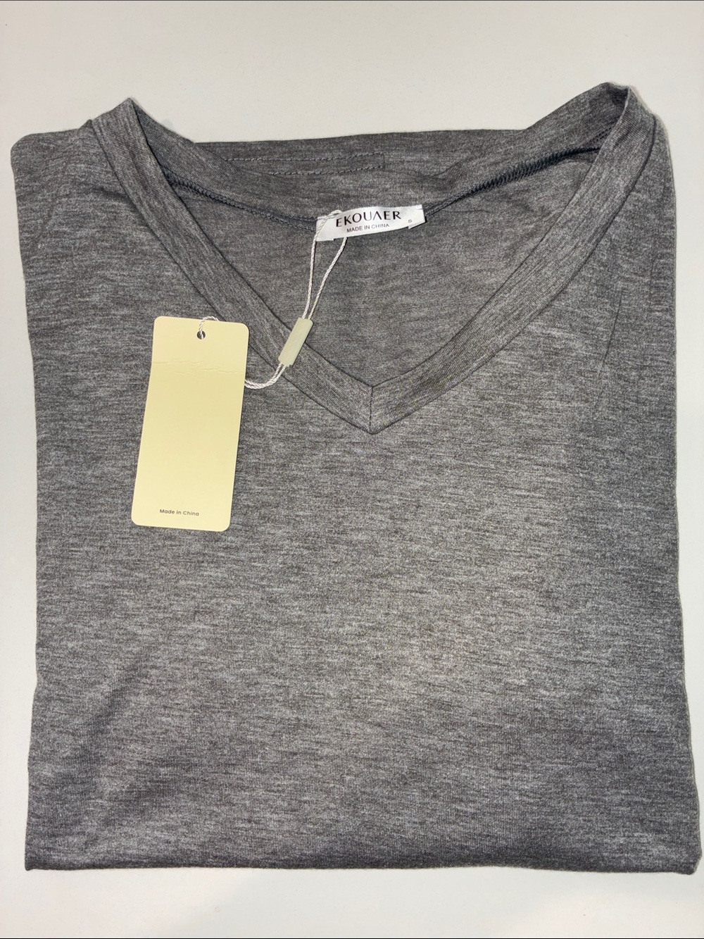 EKOUAER NWT Women’s Gray Short Sleeve Cuffed V-Neck Soft Sleep TOP, Size Medium. - Picture 8 of 11
